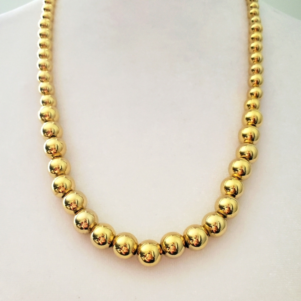 Vtg NAPIER Gold Beads Necklace Graduated Gold Tone Ball Beads Regency Core 24"